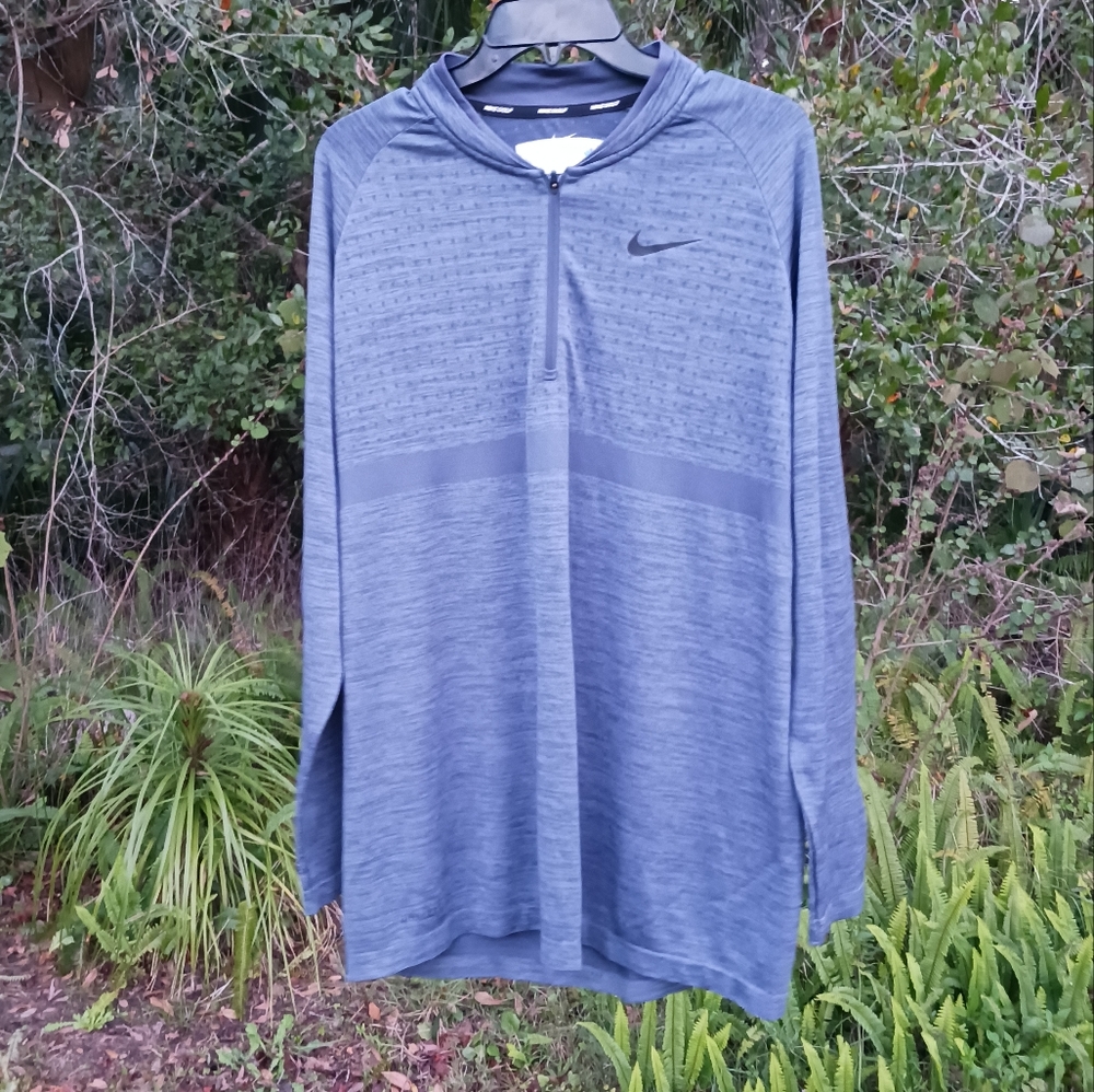 Nike Golf Dri FIT Embroidered Shirt Flex Knit Half-Zip Long Sleeve Men Large